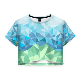Женская футболка 3D укороченная с принтом URAL polygonal в Курске, 100% полиэстер | круглая горловина, длина футболки до линии талии, рукава с отворотами | polygonal | yaaydesign | екатеринбург | поли | полигональный | россия | урал