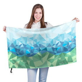 Флаг 3D с принтом URAL polygonal в Курске, 100% полиэстер | плотность ткани — 95 г/м2, размер — 67 х 109 см. Принт наносится с одной стороны | polygonal | yaaydesign | екатеринбург | поли | полигональный | россия | урал
