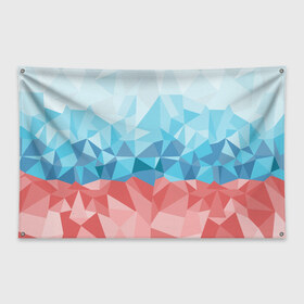 Флаг-баннер с принтом RUSSIA YAAY в Курске, 100% полиэстер | размер 67 х 109 см, плотность ткани — 95 г/м2; по краям флага есть четыре люверса для крепления | yaaydesign |   polygonal | полигоны | россия