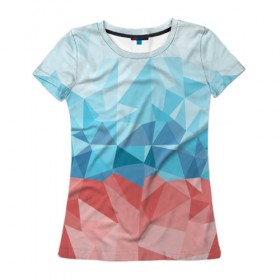 Женская футболка 3D с принтом RUSSIA YAAY в Курске, 100% полиэфир ( синтетическое хлопкоподобное полотно) | прямой крой, круглый вырез горловины, длина до линии бедер | yaaydesign |   polygonal | полигоны | россия