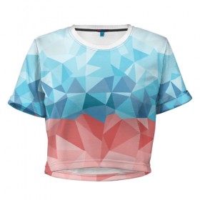 Женская футболка 3D укороченная с принтом RUSSIA YAAY в Курске, 100% полиэстер | круглая горловина, длина футболки до линии талии, рукава с отворотами | yaaydesign |   polygonal | полигоны | россия