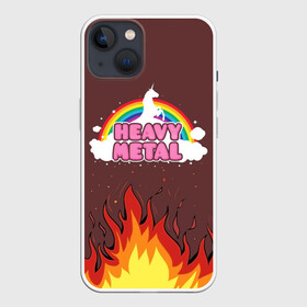 Чехол для iPhone 13 с принтом Heavy METAL в Курске,  |  | единорог | звезда | искры | конь | лошадь | музыка | мультик | мультфильм | надпись | облака | огонь | песня | пламя | пожар | прикол | радуга | рисунок | рок | рок н ролл | тяжелая | тяжелый метал