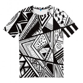 Мужская футболка 3D с принтом Black and white (1) в Курске, 100% полиэфир | прямой крой, круглый вырез горловины, длина до линии бедер | 