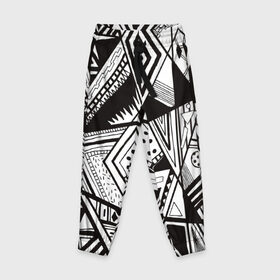 Детские брюки 3D с принтом Black and white (1) в Курске, 100% полиэстер | манжеты по низу, эластичный пояс регулируется шнурком, по бокам два кармана без застежек, внутренняя часть кармана из мелкой сетки | 
