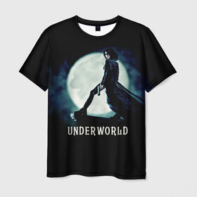 Мужская футболка 3D с принтом Другой мир в Курске, 100% полиэфир | прямой крой, круглый вырез горловины, длина до линии бедер | fentezi | underworld | боевик | вампир | кино | киногерой | луна | ночь | оборотень | оружие | фэнтези