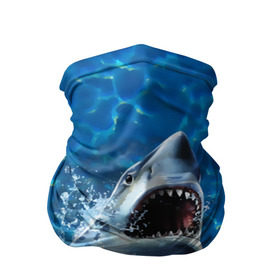 Бандана-труба 3D с принтом Пасть акулы в Курске, 100% полиэстер, ткань с особыми свойствами — Activecool | плотность 150‒180 г/м2; хорошо тянется, но сохраняет форму | акула | атака | белая | брызги | вода | волны | зубы | капли | море | океан | опасность | синяя | челюсти | эффект