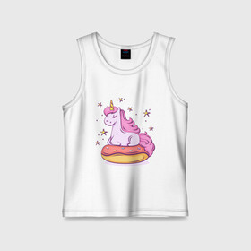 Детская майка хлопок с принтом Единорог в Курске,  |  | donut | pink | star | unicorn | единорог | звезды | конь | милота | пончик | сказка