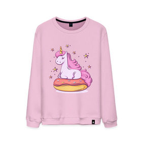 Мужской свитшот хлопок с принтом Единорог в Курске, 100% хлопок |  | donut | pink | star | unicorn | единорог | звезды | конь | милота | пончик | сказка