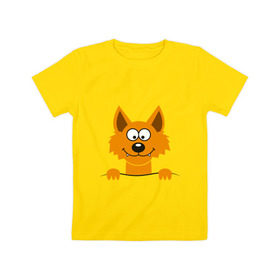 Детская футболка хлопок с принтом Хитрый лис в Курске, 100% хлопок | круглый вырез горловины, полуприлегающий силуэт, длина до линии бедер | animals | fox | животные | карман | лес | лис | лиса | милый | охота | охотник | хитрый