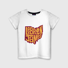 Детская футболка хлопок с принтом Lebron James в Курске, 100% хлопок | круглый вырез горловины, полуприлегающий силуэт, длина до линии бедер | Тематика изображения на принте: 