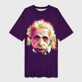 Платье-футболка 3D с принтом Альберт Эйнштейн в Курске,  |  | albert einstein | идея | интеллект | искусство | наука | открытие | прикол | профессор | ум | учёный | юмор