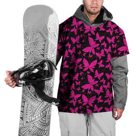 Накидка на куртку 3D с принтом Розовые бабочки в Курске, 100% полиэстер |  | butterflies | pink | бабочки | красота | крылья | нежность | орнамент | розовый | узор