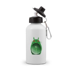 Бутылка спортивная с принтом Хранитель леса в Курске, металл | емкость — 500 мл, в комплекте две пластиковые крышки и карабин для крепления | totoro | миадзаки | сосед | тоторо