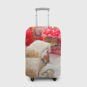 Чехол для чемодана 3D с принтом Роллы в Курске, 86% полиэфир, 14% спандекс | двустороннее нанесение принта, прорези для ручек и колес | еда | роллы | суши
