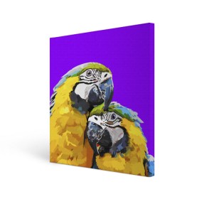 Холст квадратный с принтом Попугайчики в Курске, 100% ПВХ |  | bird | животные | попугайчики | птицы | текстуры