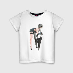 Детская футболка хлопок с принтом Nier automata в Курске, 100% хлопок | круглый вырез горловины, полуприлегающий силуэт, длина до линии бедер | Тематика изображения на принте: 