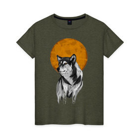 Женская футболка хлопок с принтом Луна в Курске, 100% хлопок | прямой крой, круглый вырез горловины, длина до линии бедер, слегка спущенное плечо | moon | wolf | вой | луна | мозаика