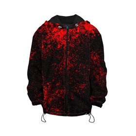 Детская куртка 3D с принтом Брызги красок(red style) в Курске, 100% полиэстер | застежка — молния, подол и капюшон оформлены резинкой с фиксаторами, по бокам — два кармана без застежек, один потайной карман на груди, плотность верхнего слоя — 90 г/м2; плотность флисового подклада — 260 г/м2 | abstraction | color | paint | spray | tie dye | абстракция | брызги красок | всплеск красок | капли красок | текстуры