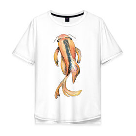 Мужская футболка хлопок Oversize с принтом Японский карп в Курске, 100% хлопок | свободный крой, круглый ворот, “спинка” длиннее передней части | кои | нисикигои | парчовый карп