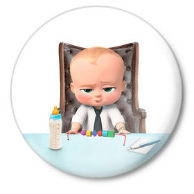 Значок с принтом Boss Baby в Курске,  металл | круглая форма, металлическая застежка в виде булавки | boss baby | босс | молокосос | мультфильмы