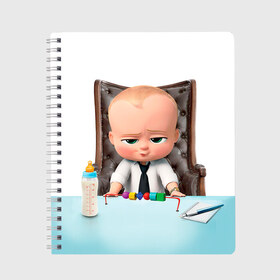 Тетрадь с принтом Boss Baby в Курске, 100% бумага | 48 листов, плотность листов — 60 г/м2, плотность картонной обложки — 250 г/м2. Листы скреплены сбоку удобной пружинной спиралью. Уголки страниц и обложки скругленные. Цвет линий — светло-серый
 | Тематика изображения на принте: boss baby | босс | молокосос | мультфильмы