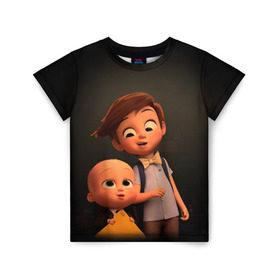Детская футболка 3D с принтом Boss Baby в Курске, 100% гипоаллергенный полиэфир | прямой крой, круглый вырез горловины, длина до линии бедер, чуть спущенное плечо, ткань немного тянется | Тематика изображения на принте: boss baby | босс | молокосос | мультфильмы