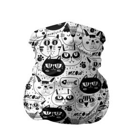 Бандана-труба 3D с принтом Кошачий принт в Курске, 100% полиэстер, ткань с особыми свойствами — Activecool | плотность 150‒180 г/м2; хорошо тянется, но сохраняет форму | белый | кот | котенок | котик | котики | коты | котята | кошечка | кошечки | кошка | мелкий | текстура | узор | черный