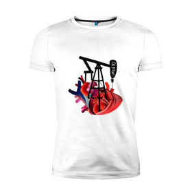 Мужская футболка премиум с принтом Сердце нефтяника в Курске, 92% хлопок, 8% лайкра | приталенный силуэт, круглый вырез ворота, длина до линии бедра, короткий рукав | газ | нефть