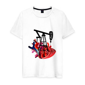 Мужская футболка хлопок с принтом Сердце нефтяника в Курске, 100% хлопок | прямой крой, круглый вырез горловины, длина до линии бедер, слегка спущенное плечо. | газ | нефть