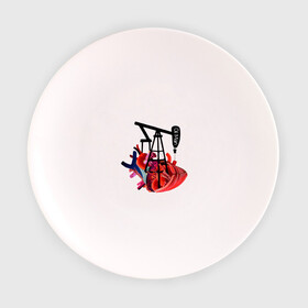 Тарелка с принтом Сердце нефтяника в Курске, фарфор | диаметр - 210 мм
диаметр для нанесения принта - 120 мм | газ | нефть