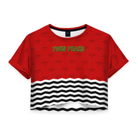 Женская футболка 3D укороченная с принтом Twin Peaks Red Room в Курске, 100% полиэстер | круглая горловина, длина футболки до линии талии, рукава с отворотами | red room | twin peaks | красная комната | купер | сериалы | твин пикс