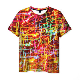 Мужская футболка 3D с принтом Light creative в Курске, 100% полиэфир | прямой крой, круглый вырез горловины, длина до линии бедер | Тематика изображения на принте: abstract | colorful | electric | energy | light | абстракция | вет | цвет | электрик | энергия