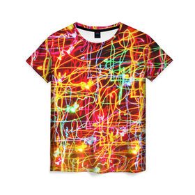 Женская футболка 3D с принтом Light creative в Курске, 100% полиэфир ( синтетическое хлопкоподобное полотно) | прямой крой, круглый вырез горловины, длина до линии бедер | abstract | colorful | electric | energy | light | абстракция | вет | цвет | электрик | энергия