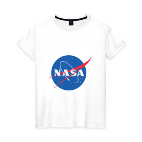 Женская футболка хлопок с принтом Nasa в Курске, 100% хлопок | прямой крой, круглый вырез горловины, длина до линии бедер, слегка спущенное плечо | nasa | наса