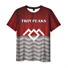Мужская футболка 3D с принтом Twin Peaks в Курске, 100% полиэфир | прямой крой, круглый вырез горловины, длина до линии бедер | Тематика изображения на принте: twin peaks | арт | лого | полосы | сериал | твин пикс | текстура | фильмы