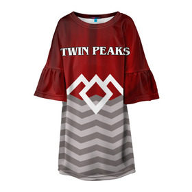 Детское платье 3D с принтом Twin Peaks в Курске, 100% полиэстер | прямой силуэт, чуть расширенный к низу. Круглая горловина, на рукавах — воланы | twin peaks | арт | лого | полосы | сериал | твин пикс | текстура | фильмы