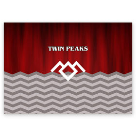 Поздравительная открытка с принтом Twin Peaks в Курске, 100% бумага | плотность бумаги 280 г/м2, матовая, на обратной стороне линовка и место для марки
 | Тематика изображения на принте: twin peaks | арт | лого | полосы | сериал | твин пикс | текстура | фильмы