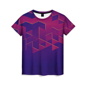 Женская футболка 3D с принтом Absraction night в Курске, 100% полиэфир ( синтетическое хлопкоподобное полотно) | прямой крой, круглый вырез горловины, длина до линии бедер | abstraction | pattern | triangle | абстракция | кубики | текстуры | треугольники