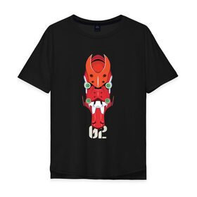 Мужская футболка хлопок Oversize с принтом EVA 02 в Курске, 100% хлопок | свободный крой, круглый ворот, “спинка” длиннее передней части | eva | evangelion | евангелион