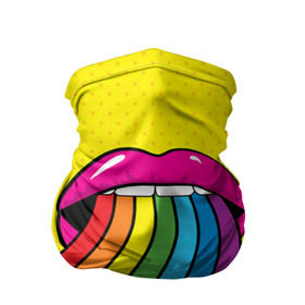 Бандана-труба 3D с принтом Pop art в Курске, 100% полиэстер, ткань с особыми свойствами — Activecool | плотность 150‒180 г/м2; хорошо тянется, но сохраняет форму | fun | lip color | mouth | pop art | rainbow | reggae | spectrum | style | summer | teeth | yellow | веселье | губы | желтый | зубы | лето | поп арт | радуга | рот | спектр | стиль | цвет