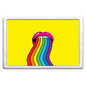 Магнит 45*70 с принтом Pop art в Курске, Пластик | Размер: 78*52 мм; Размер печати: 70*45 | fun | lip color | mouth | pop art | rainbow | reggae | spectrum | style | summer | teeth | yellow | веселье | губы | желтый | зубы | лето | поп арт | радуга | рот | спектр | стиль | цвет