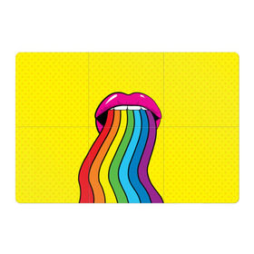 Магнитный плакат 3Х2 с принтом Pop art в Курске, Полимерный материал с магнитным слоем | 6 деталей размером 9*9 см | fun | lip color | mouth | pop art | rainbow | reggae | spectrum | style | summer | teeth | yellow | веселье | губы | желтый | зубы | лето | поп арт | радуга | рот | спектр | стиль | цвет