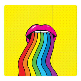 Магнитный плакат 3Х3 с принтом Pop art в Курске, Полимерный материал с магнитным слоем | 9 деталей размером 9*9 см | fun | lip color | mouth | pop art | rainbow | reggae | spectrum | style | summer | teeth | yellow | веселье | губы | желтый | зубы | лето | поп арт | радуга | рот | спектр | стиль | цвет