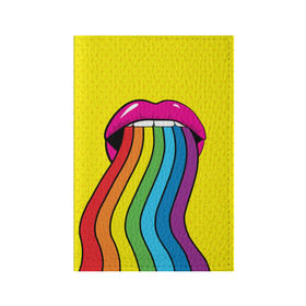 Обложка для паспорта матовая кожа с принтом Pop art в Курске, натуральная матовая кожа | размер 19,3 х 13,7 см; прозрачные пластиковые крепления | Тематика изображения на принте: fun | lip color | mouth | pop art | rainbow | reggae | spectrum | style | summer | teeth | yellow | веселье | губы | желтый | зубы | лето | поп арт | радуга | рот | спектр | стиль | цвет