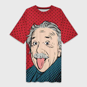 Платье-футболка 3D с принтом Альберт Эйнштейн в Курске,  |  | albert | einstein | f | gray | language | physicist | pop art | relativity theory | science | scientist | theorist | альберт | веселый | взгляд | красный | мудрый | наука | поп арт | седой | теоретик | теория относительности | умный | ученый | физик