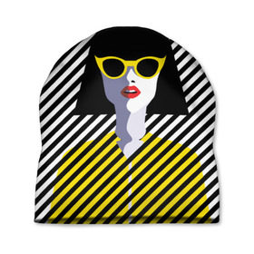 Шапка 3D с принтом Pop art girl в Курске, 100% полиэстер | универсальный размер, печать по всей поверхности изделия | abstraction | bright | color | fashion | hair | lines | lips | pop art | rack | red | style | yellow | абстракция | губы | желтый | каре | красный | линии | мода | очки | поп арт | прическа | стиль | цвет | яркий