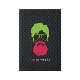 Обложка для паспорта матовая кожа с принтом I like beards в Курске, натуральная матовая кожа | размер 19,3 х 13,7 см; прозрачные пластиковые крепления | Тематика изображения на принте: acid | background | beard | bright | club | color | face | fashion | head | hipster | male | mustache | p | pop art | style | борода | голова | горох | кислотный | клубный | лицо | мода | мужчина | очки | поп арт | стиль | усы | фон | хипстер | 