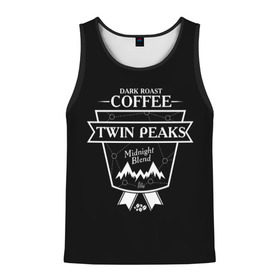 Мужская майка 3D с принтом Twin Peaks Coffee в Курске, 100% полиэстер | круглая горловина, приталенный силуэт, длина до линии бедра. Пройма и горловина окантованы тонкой бейкой | Тематика изображения на принте: twin peaks | арт | купер | сериал | твин пикс | фильмы | черно белые