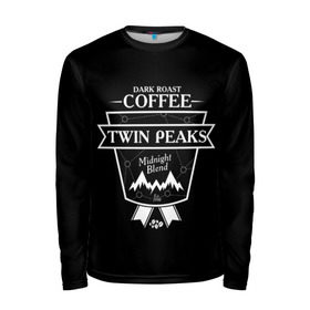 Мужской лонгслив 3D с принтом Twin Peaks Coffee в Курске, 100% полиэстер | длинные рукава, круглый вырез горловины, полуприлегающий силуэт | twin peaks | арт | купер | сериал | твин пикс | фильмы | черно белые