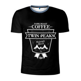 Мужская футболка 3D спортивная с принтом Twin Peaks Coffee в Курске, 100% полиэстер с улучшенными характеристиками | приталенный силуэт, круглая горловина, широкие плечи, сужается к линии бедра | twin peaks | арт | купер | сериал | твин пикс | фильмы | черно белые